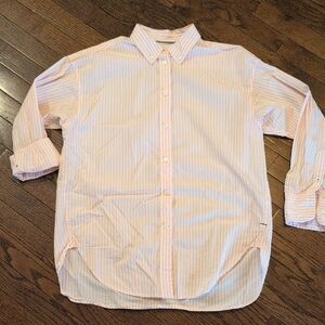 J Crew Pink And White Relaxed Fit Button Down Shirt Size 4
